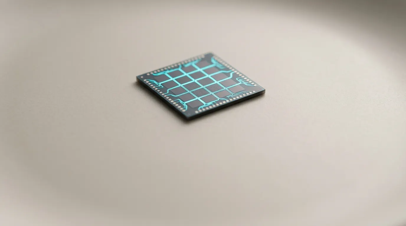 Arkos photonic chip with light paths across a 4×4 mesh